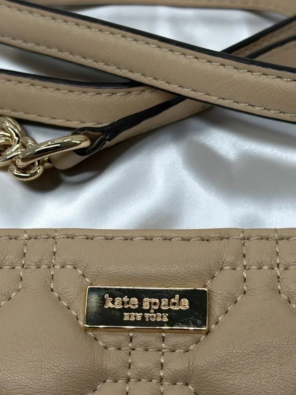 Kate Spade Nude Quilted Leather Geometric Bag